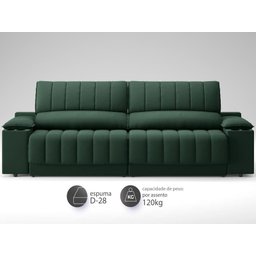 Sofá com Porta Copos e Carregador USB Retrátil e Reclinável Murano 2,00m Velosuede Verde - - 4