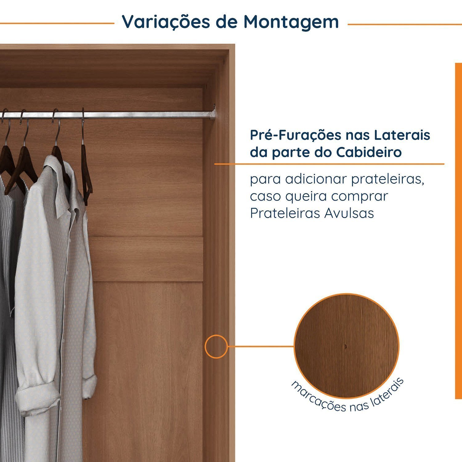 Guarda Roupa Modulado 4 Portas com Cabideiro Hera Cabecasa Madeiramadeira - 8