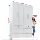 Ver imagem 2 de Guarda Roupa Mônaco 4 Portas 8 Gavetas Branco - D Doro