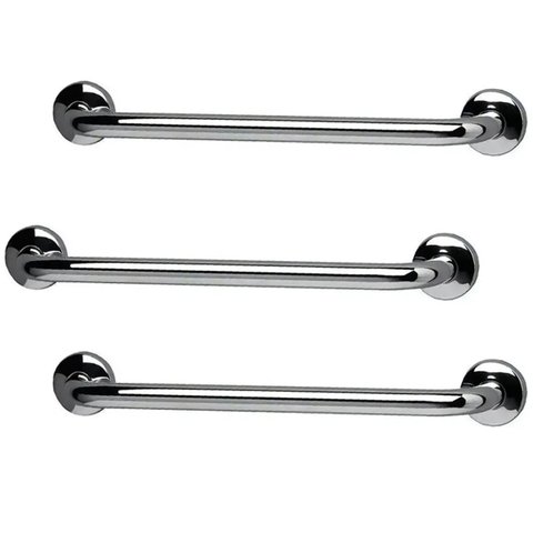 Barra de Apoio Inox 60cm Kit 3 unidades Idoso Deficiente Cadeirante Banheiro Acessibilidade Suporte 