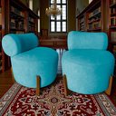 Ver imagem 7 de Kit 2 Poltronas Decorativa Mônaco Veludo Azul Turquesa