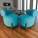 Ver mais imagens de Kit 2 Poltronas Decorativa Mônaco Veludo Azul Turquesa