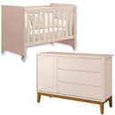 Ver imagem 1 de Quarto de Bebê Berço Evolution + Cômoda 1 Porta 3 Gavetas Classic Rosa