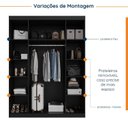 Ver imagem 4 de Guarda Roupa Planejado 4 Portas com Cabideiro Hera CabeCasa MadeiraOriginals Preto/Onix/Cromado