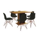 Ver imagem 6 de Mesa Jantar Londres Retangular Canela 137x90 Base Preta 6 Cadeiras Estofadas Verde Base Cobre
