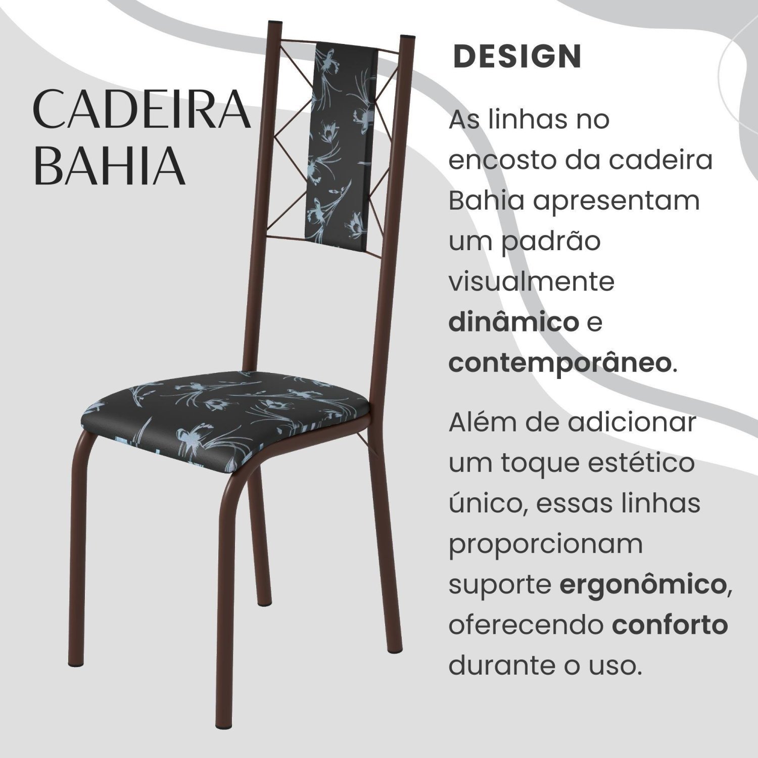 Conjunto Sala de Jantar Bahia Mesa Tubo 140x75cm Tampo Pedra com 6 Cadeiras - 5