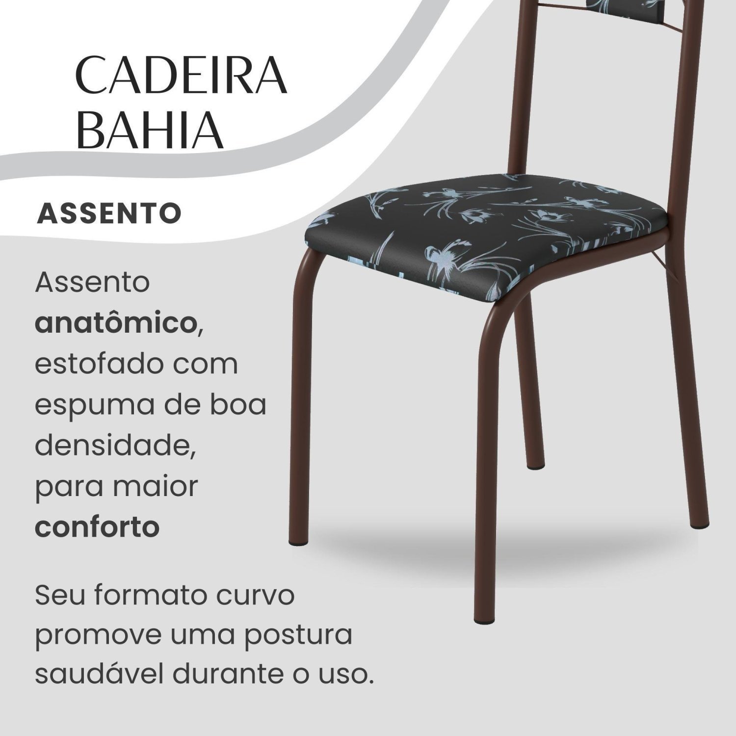 Conjunto Sala de Jantar Bahia Mesa Tubo 140x75cm Tampo Pedra com 6 Cadeiras - 8