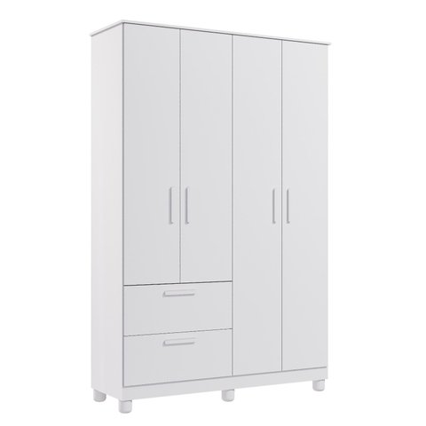 Guarda Roupa 4 Portas Jujuba C- e 2 Gavetas Branco - Permóbili Baby