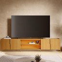 Ver imagem 3 de Rack para Sala de Estar TV 85 pol com LED Pés Industrial 243cm Novare C04 Naturale - Lyam Decor