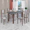 Ver imagem 1 de Conjunto Sala de Jantar Bahia Mesa Tubo 140x75cm Tampo Pedra com 6 Cadeiras