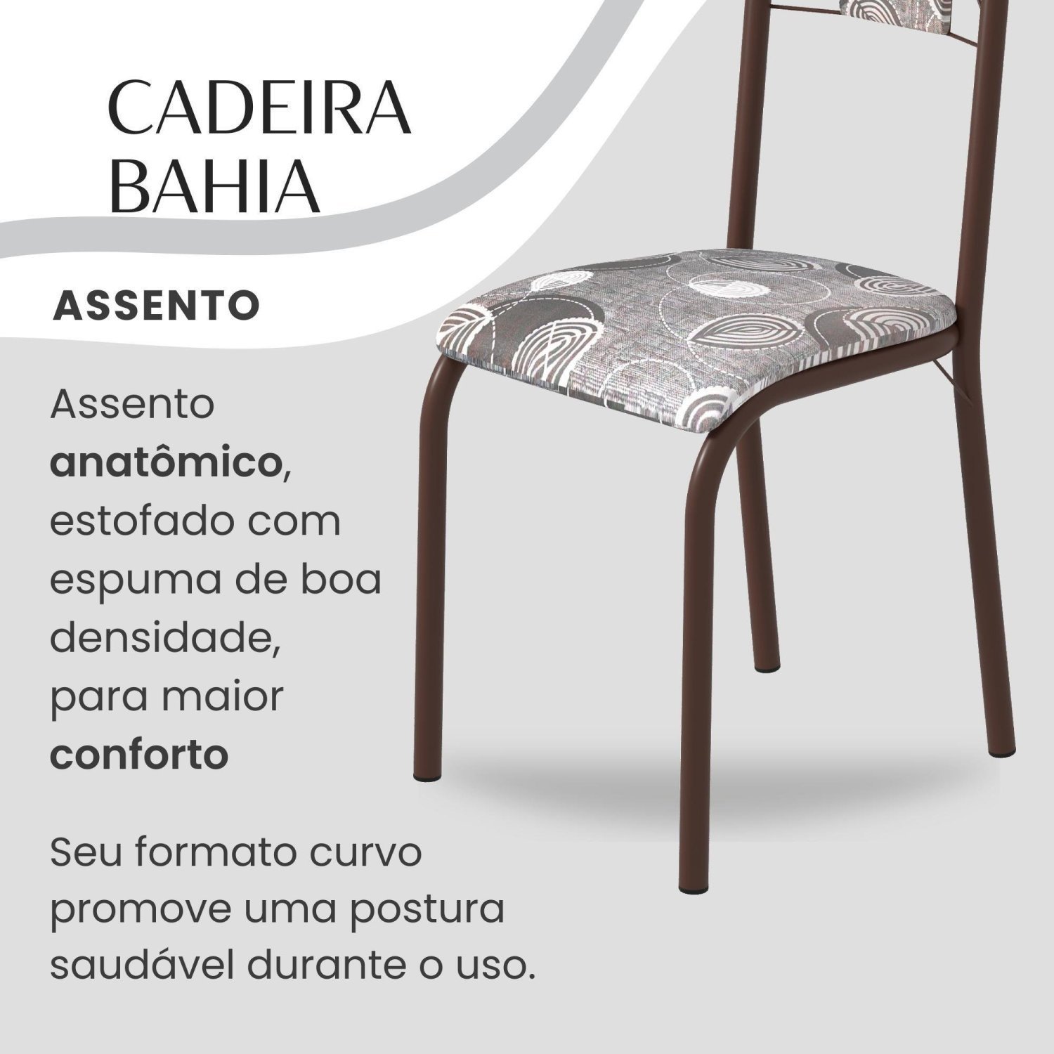 Conjunto Sala de Jantar Bahia Mesa Tubo 140x75cm Tampo Pedra com 6 Cadeiras - 9