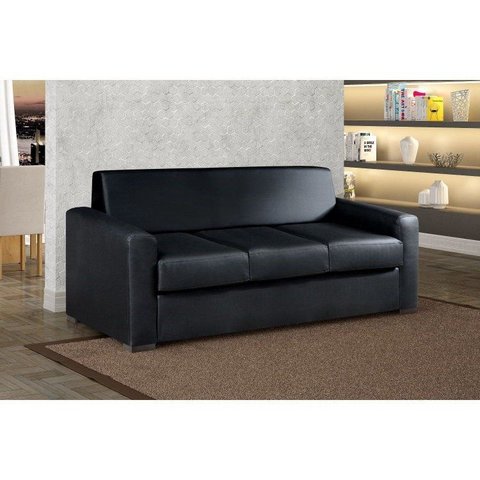 Sofá para Sala de Estar 3 Lugares 200cm Basic Preto