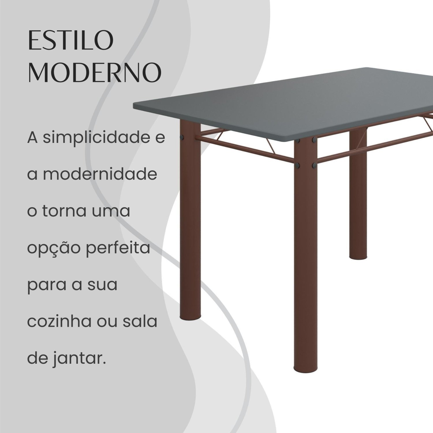Conjunto Sala de Jantar Bahia Mesa Tubo 140x75cm Tampo Pedra com 6 Cadeiras - 7