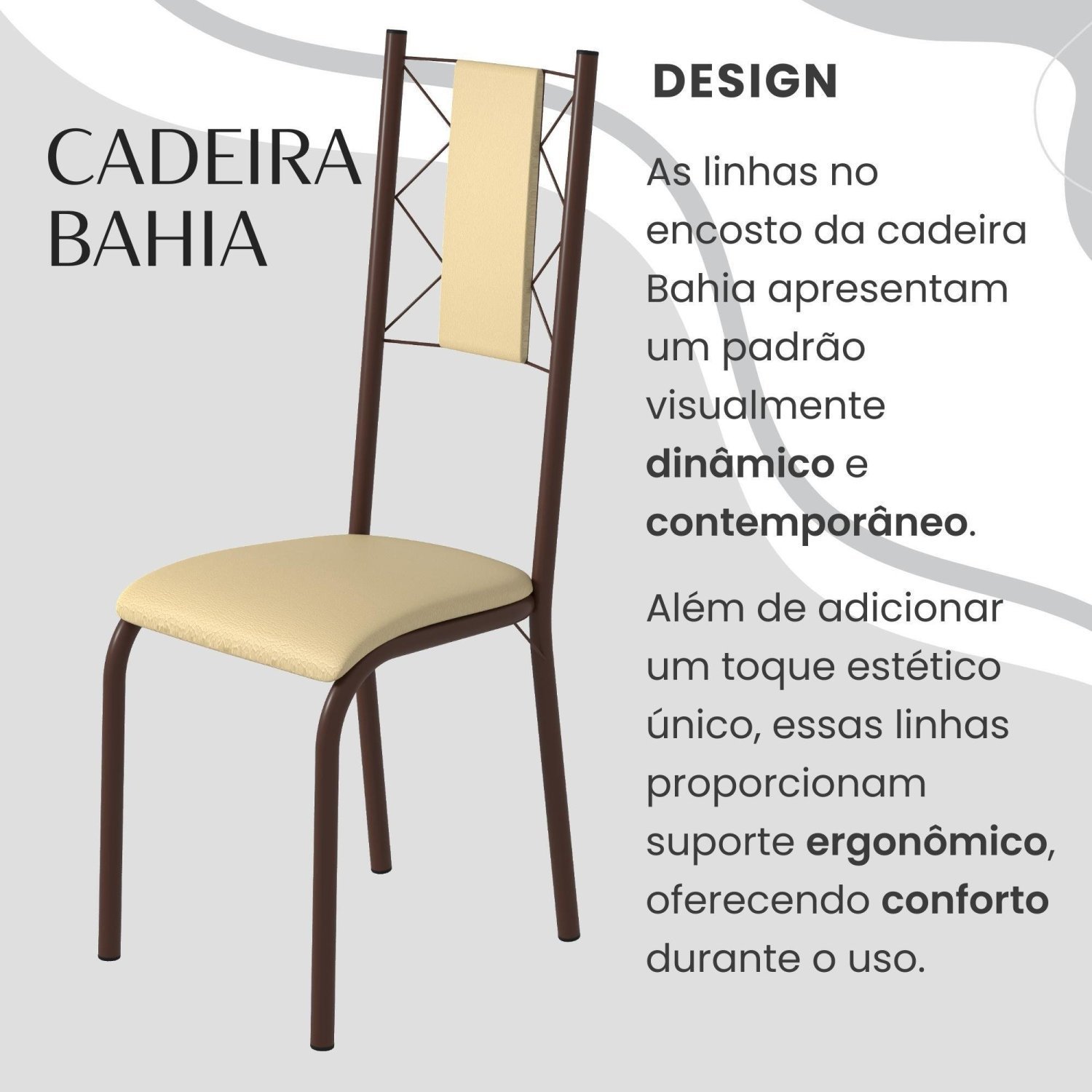 Conjunto Sala de Jantar Bahia Mesa Tubo 140x75cm Tampo Pedra com 6 Cadeiras - 5