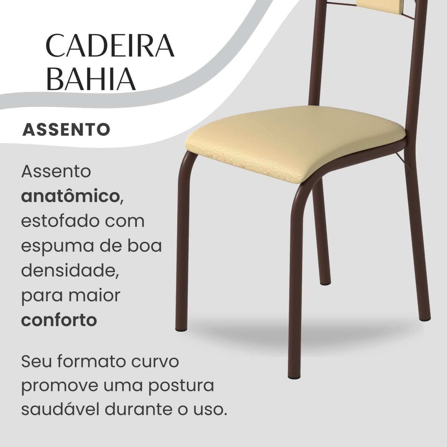 Conjunto Sala de Jantar Bahia Mesa Tubo 140x75cm Tampo Pedra com 6 Cadeiras - 8
