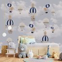 Ver imagem 3 de Papel de parede infantil balão azul menino  para quarto de bebê M² PP37