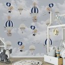 Ver imagem 2 de Papel de parede infantil balão azul menino  para quarto de bebê M² PP37