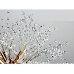 Lustre Pendente Dente de Leão Dourado Redondo Cristais 8E14 40cm - 3