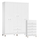 Ver imagem 1 de Cômoda Gaveteiro e Guarda Roupa 6 Portas Ternura Baby Branco Brilho – Incorplac