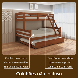Treliche Madeira Pinus com Cama Solteiro Casal Resistente Carvalho - 7