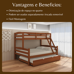 Treliche Madeira Pinus com Cama Solteiro Casal Resistente Carvalho - 4