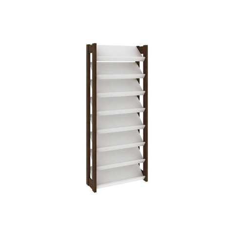 Armário Sapateira Quarto Az1006 C- 8 Prateleiras Branco-nogal - Tecno Mobili