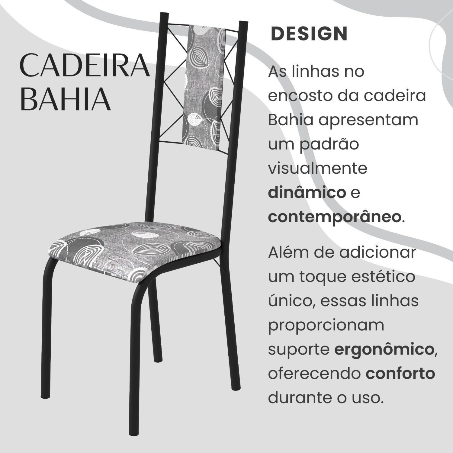 Conjunto Sala de Jantar Bahia Mesa Tubo 140x75cm Tampo Pedra com 6 Cadeiras - 5