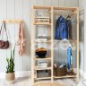 Estante Armário Multiuso Para Roupas Com Cabideiro, Prateleiras e Maleiro em Madeira Aberto - 2