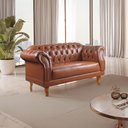 Ver imagem 1 de Sofá Chesterfield 2 Lugares Couro Sintético Marrom Duque 150cm Yescasa