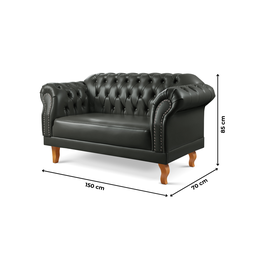 Sofá 2 Lugares Chesterfield Clássico Duque Yescasa Preto - 4 Sofá 2 Lugares Chesterfield Clássico Duque Yescasa Preto - 4