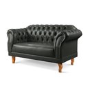 Ver imagem 3 de Sofá Chesterfield 2 Lugares Couro Sintético Preto Duque 150cm Yescasa