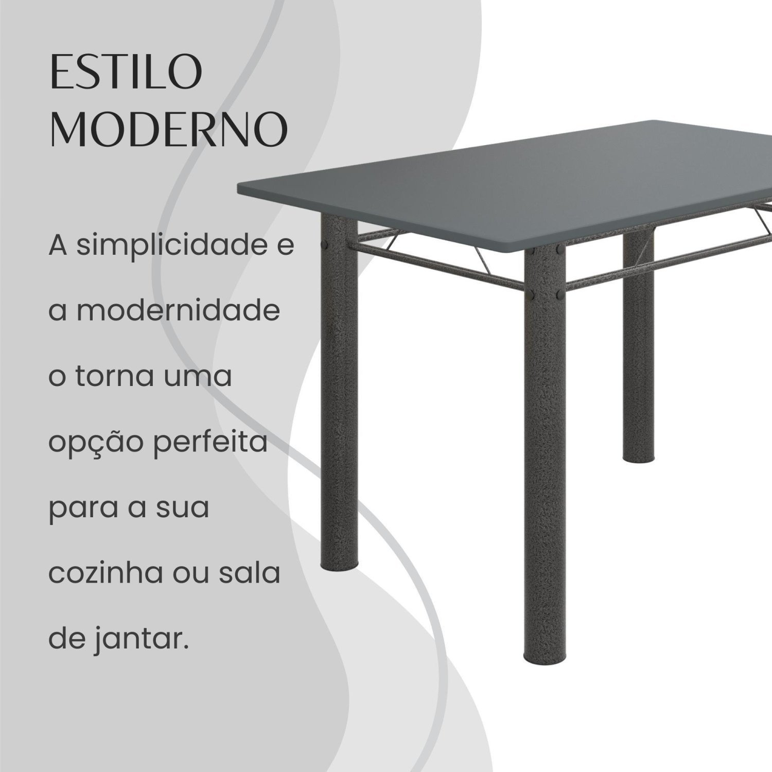 Conjunto Sala de Jantar Bahia Mesa Tubo 140x75cm Tampo Pedra com 6 Cadeiras - 7