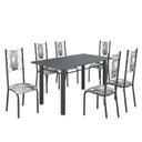 Ver imagem 2 de Conjunto Sala de Jantar Bahia Mesa Tubo 140x75cm Tampo Pedra com 6 Cadeiras