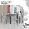 Conjunto Sala de Jantar Bahia Mesa Tubo 140x75cm Tampo Pedra com 6 Cadeiras - 6