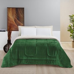 Coberdrom King Size Edredom 1 Peça Lã Carneiro Sherpa Fleece Microfibra Cobertor Grosso Esmeralda - 2