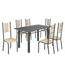 Ver imagem 2 de Conjunto Sala de Jantar Bahia Mesa Tubo 140x75cm Tampo Pedra com 6 Cadeiras