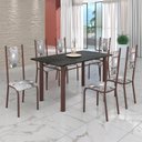 Ver imagem 1 de Conjunto Sala de Jantar Bahia Mesa Tubo 140x75cm Tampo Pedra Ardósia Indiana com 6 Cadeiras