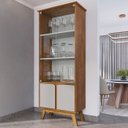 Ver imagem 2 de Cristaleira Porta de Vidro 70cm Pés Retrô Madri Naturalle/off - Bechara