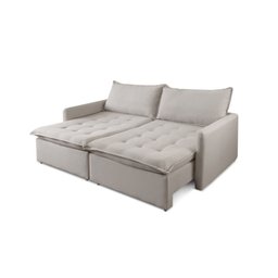 Sofá Cama Retrátil Linho Califórnia Pés Madeira Cinza Claro - 7 Sofá Cama Retrátil Linho Califórnia Pés Madeira Cinza Claro - 7