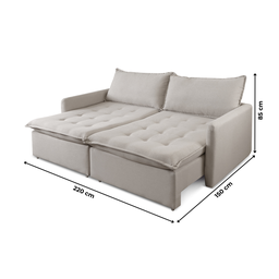 Sofá Cama Retrátil Linho Califórnia Pés Madeira Cinza Claro - 10 Sofá Cama Retrátil Linho Califórnia Pés Madeira Cinza Claro - 10