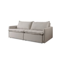 Sofá Cama Retrátil Linho Cinza Califórnia Pés Madeira - 3