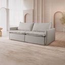 Ver imagem 2 de Sofá Cama Retrátil Linho Cinza Califórnia Pés Madeira