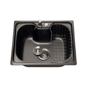 Cuba para cozinha gourmet pia aço inox com acessórios Nawa 50 cm pingoo.casa - Preto