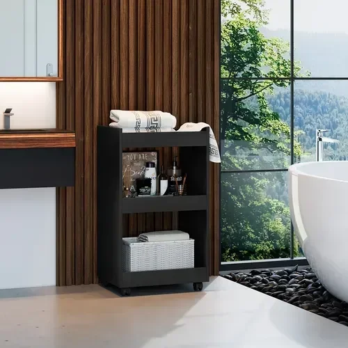 Balcão Aparador Multiuso Jade P/ Organizar Qualquer Ambiente:preto - 4