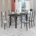 Ver imagem 1 de Conjunto Sala de Jantar Bahia Mesa Tubo 140x75cm Tampo Pedra Ardósia Indiana com 6 Cadeiras