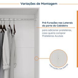 Guarda Roupas Modulado com Espelho 3 Portas com Cabideiro Hera CabeCasa MadeiraMadeira - 8