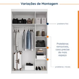 Guarda Roupas Modulado com Espelho 3 Portas com Cabideiro Hera CabeCasa MadeiraMadeira - 4