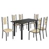 Conjunto Sala de Jantar Bahia Mesa Tubo 140x75cm Tampo Pedra Ardósia Indiana com 6 Cadeiras - 2