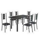 Ver imagem 2 de Conjunto Sala de Jantar Bahia Mesa Tubo 140x75cm Tampo Pedra Ardósia Indiana com 6 Cadeiras