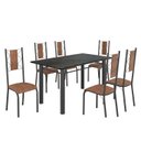 Ver imagem 2 de Conjunto Sala de Jantar Bahia Mesa Tubo 140x75cm Tampo Pedra Ardósia Indiana com 6 Cadeiras